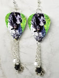 Cocker Spaniel Guitar Pick Earrings with Paw Print Charm and Swarovski Crystal Dangles