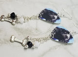 Cocker Spaniel Guitar Pick Earrings with Bone Charm and Swarovski Crystal Dangles