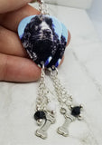 Cocker Spaniel Guitar Pick Earrings with Bone Charm and Swarovski Crystal Dangles