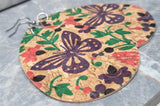 Butterflies and Flowers Large Water Drop Shaped Cork Earrings
