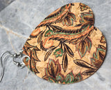 Flowers and Leaves Tear Drop Shaped Cork Earrings