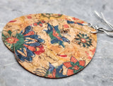 Small Flowers Tear Drop Shaped Cork Earrings