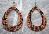 Very Colorful Cork Earrings Tear Drop Shaped with Cut Out Center