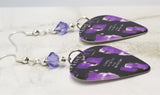 Depeche Mode Songs of Faith and Devotion Guitar Pick Earrings with Purple Swarovski Crystals