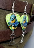 Doberman Pinscher Guitar Pick Earrings with Bone Charm Dangles