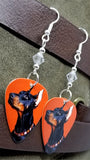Doberman Pinscher Guitar Pick Earrings with Clear Swarovski Crystals