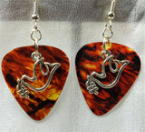 CLEARANCE Dove with Olive Branch Charm Guitar Pick Earrings - Pick Your Color