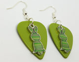 CLEARANCE Green Striped Bunny Charms Guitar Pick Earrings - Pick Your Color