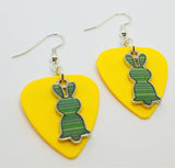 CLEARANCE Green Striped Bunny Charms Guitar Pick Earrings - Pick Your Color