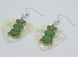 CLEARANCE Green Striped Bunny Charms Guitar Pick Earrings - Pick Your Color