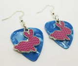 CLEARANCE Pink Chevron Bunny Charm Guitar Pick Earrings - Pick Your Color