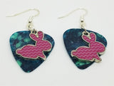 CLEARANCE Pink Chevron Bunny Charm Guitar Pick Earrings - Pick Your Color