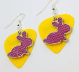 CLEARANCE Pink Chevron Bunny Charm Guitar Pick Earrings - Pick Your Color
