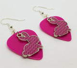 CLEARANCE Pink Chevron Bunny Charm Guitar Pick Earrings - Pick Your Color