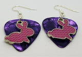 CLEARANCE Pink Chevron Bunny Charm Guitar Pick Earrings - Pick Your Color