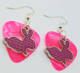 CLEARANCE Pink Chevron Bunny Charm Guitar Pick Earrings - Pick Your Color