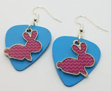 CLEARANCE Pink Chevron Bunny Charm Guitar Pick Earrings - Pick Your Color