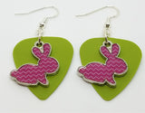 CLEARANCE Pink Chevron Bunny Charm Guitar Pick Earrings - Pick Your Color