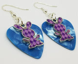 CLEARANCE Purple Argyle Bunny Charms Guitar Pick Earrings - Pick Your Color