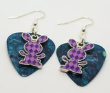 CLEARANCE Purple Argyle Bunny Charms Guitar Pick Earrings - Pick Your Color
