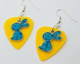 CLEARANCE Teal Polka Dot Bunny Charm Guitar Pick Earrings - Pick Your Color