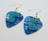 CLEARANCE Teal Polka Dot Bunny Charm Guitar Pick Earrings - Pick Your Color