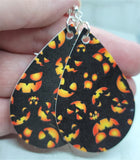 Jack o' Lantern Faces FAUX Leather Teardrop Earrings