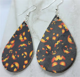 Jack o' Lantern Faces FAUX Leather Teardrop Earrings