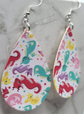 Colorful Dragons Tear Drop Shaped FAUX Leather Earrings