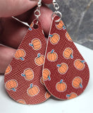 Pumpkin Tear Drop Shaped FAUX Leather Earrings