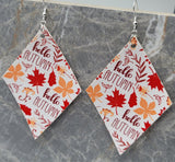 Hello Autumn Diamond Shaped FAUX Leather Earrings