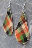 Plaid Tear Drop Shaped FAUX Leather Earrings