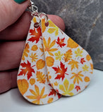 Autumn Leaves Tear Drop Shaped FAUX Leather Earrings