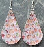 Autumnal Themed Tear Drop Shaped FAUX Leather Earrings