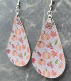 Autumnal Themed Tear Drop Shaped FAUX Leather Earrings