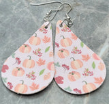 Autumnal Themed Tear Drop Shaped FAUX Leather Earrings