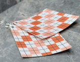 Orange, White and Black Argyle Diamond Shaped FAUX Leather Earrings