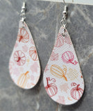 Autumnal Themed Tear Drop Shaped FAUX Leather Earrings