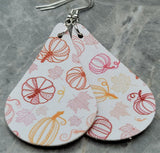 Autumnal Themed Tear Drop Shaped FAUX Leather Earrings