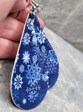 Winter and Hanukkah Patterned Teardrop Shaped FAUX Leather Earrings