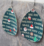 Merry Christmas Waterdrop Shaped FAUX Leather Earrings