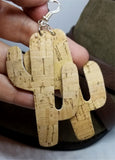Large Cactus Shaped Metallic Leopard Print Cork Earrings