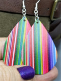 MultiColored Vertical Stripes FAUX Leather Earrings with Surgical Steel Earwires