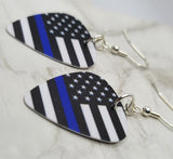 American Flag with Blue Line Police Support Guitar Pick Earrings