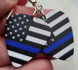 American Flag with Blue Line Police Support Guitar Pick Earrings
