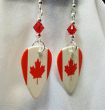 Canadian Flag Guitar Pick Earrings with Red Swarovski Crystals