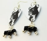French Bulldog Guitar Pick Earrings with Black Swarovski Crystal Dangles