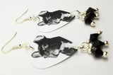 French Bulldog Guitar Pick Earrings with Black Swarovski Crystal Dangles