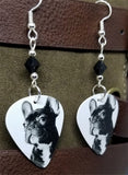 French Bulldog Guitar Pick Earrings with Black Swarovski Crystals