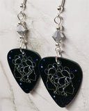 Horoscope Astrological Sign Gemini Guitar Pick Earrings with Metallic Silver Swarovski Crystals